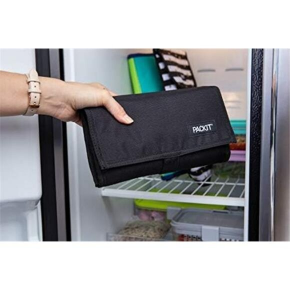 Freezable insulated lunch bag foldable reusable cooler tote for school or office - Picture 2 of 7